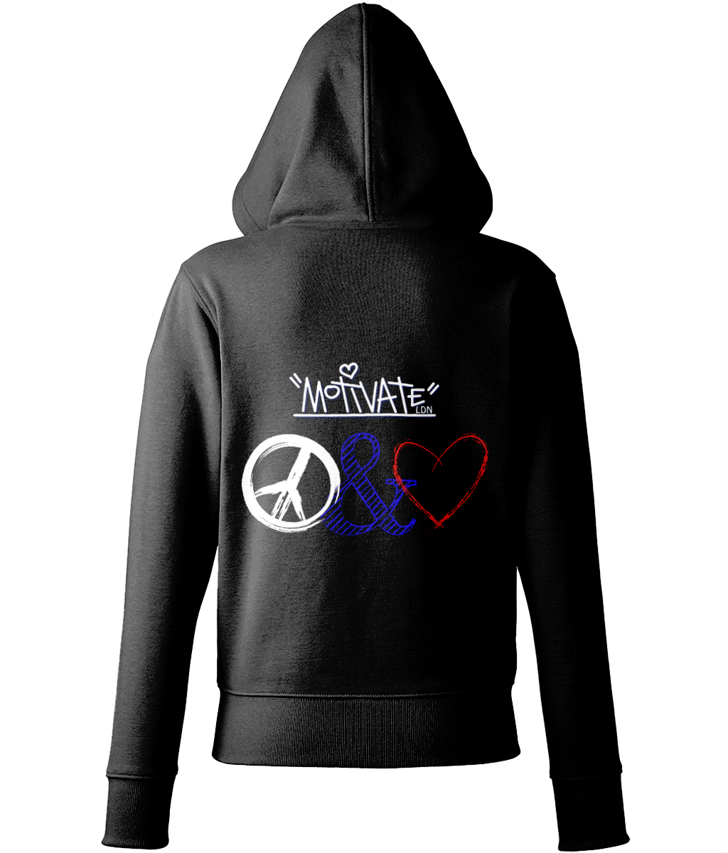 Motivate LDN Peace & Love Logo Womens Zip-Up Hoodie