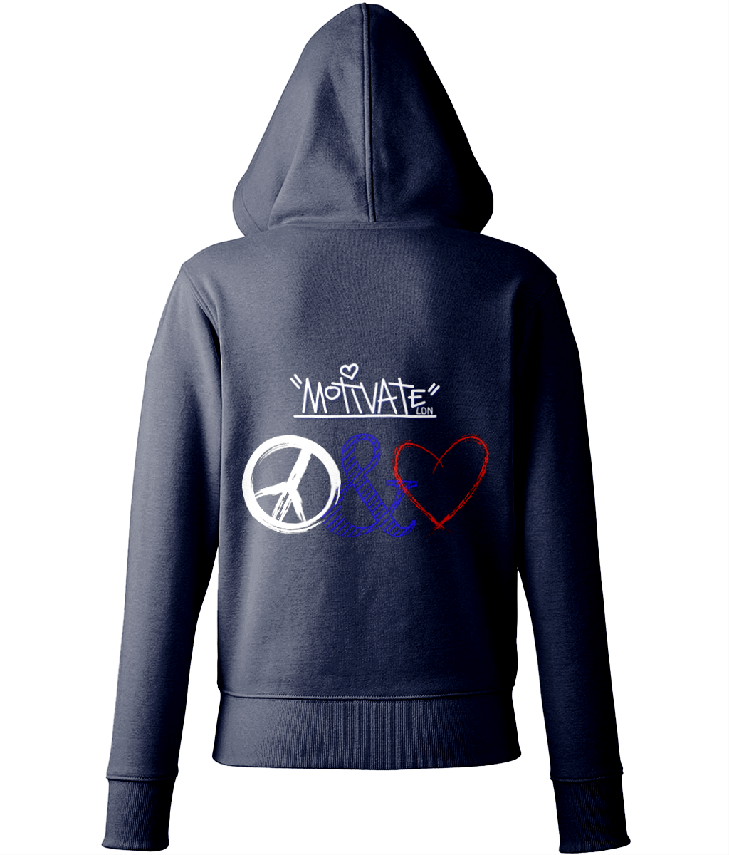 Motivate LDN Peace & Love Logo Womens Zip-Up Hoodie