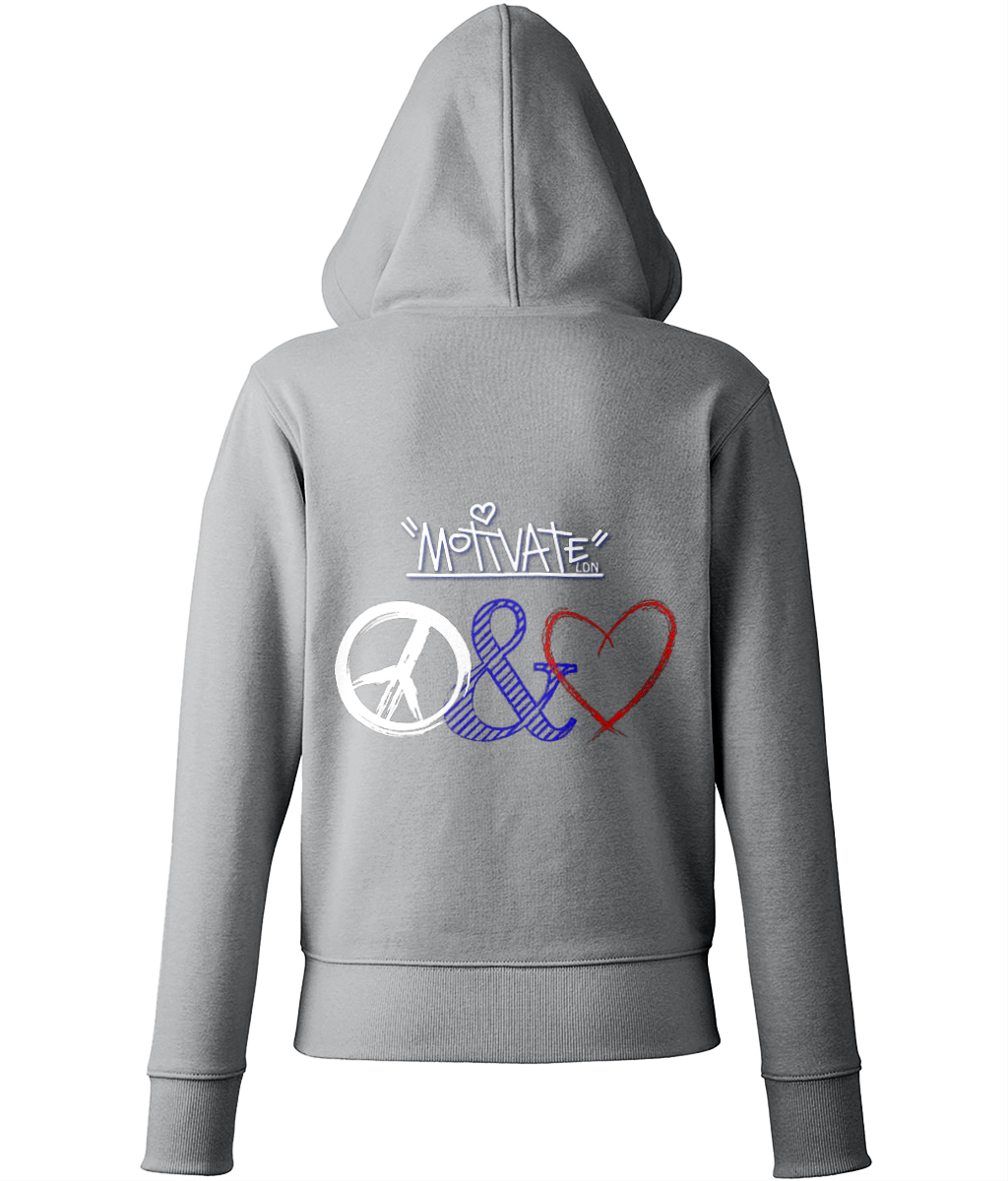 Motivate LDN Peace & Love Logo Womens Zip-Up Hoodie